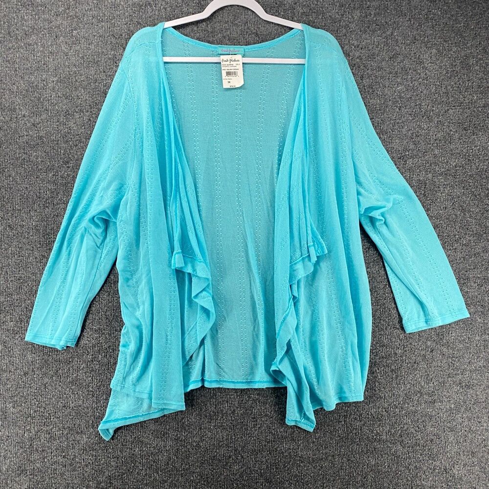 Fresh‎ Produce Cardigan Sweater 3X Waterfall Open Front Beachy Resort Coastal